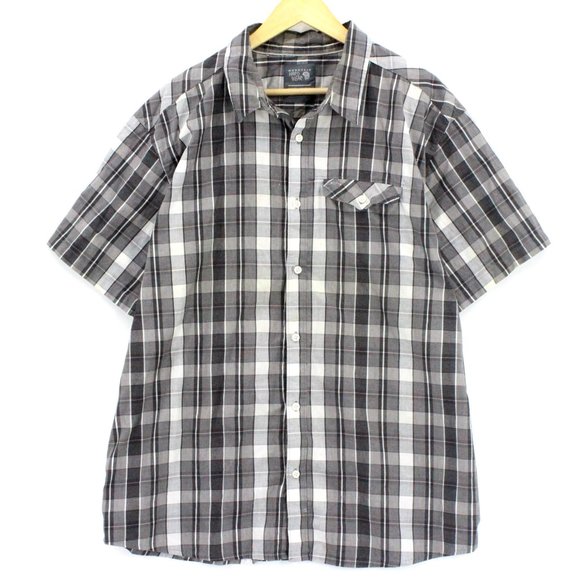 Mountain Hard Wear Shirt Men's Plaid Gray Short Sleeve Button Down Size 2XL - Picture 1 of 9